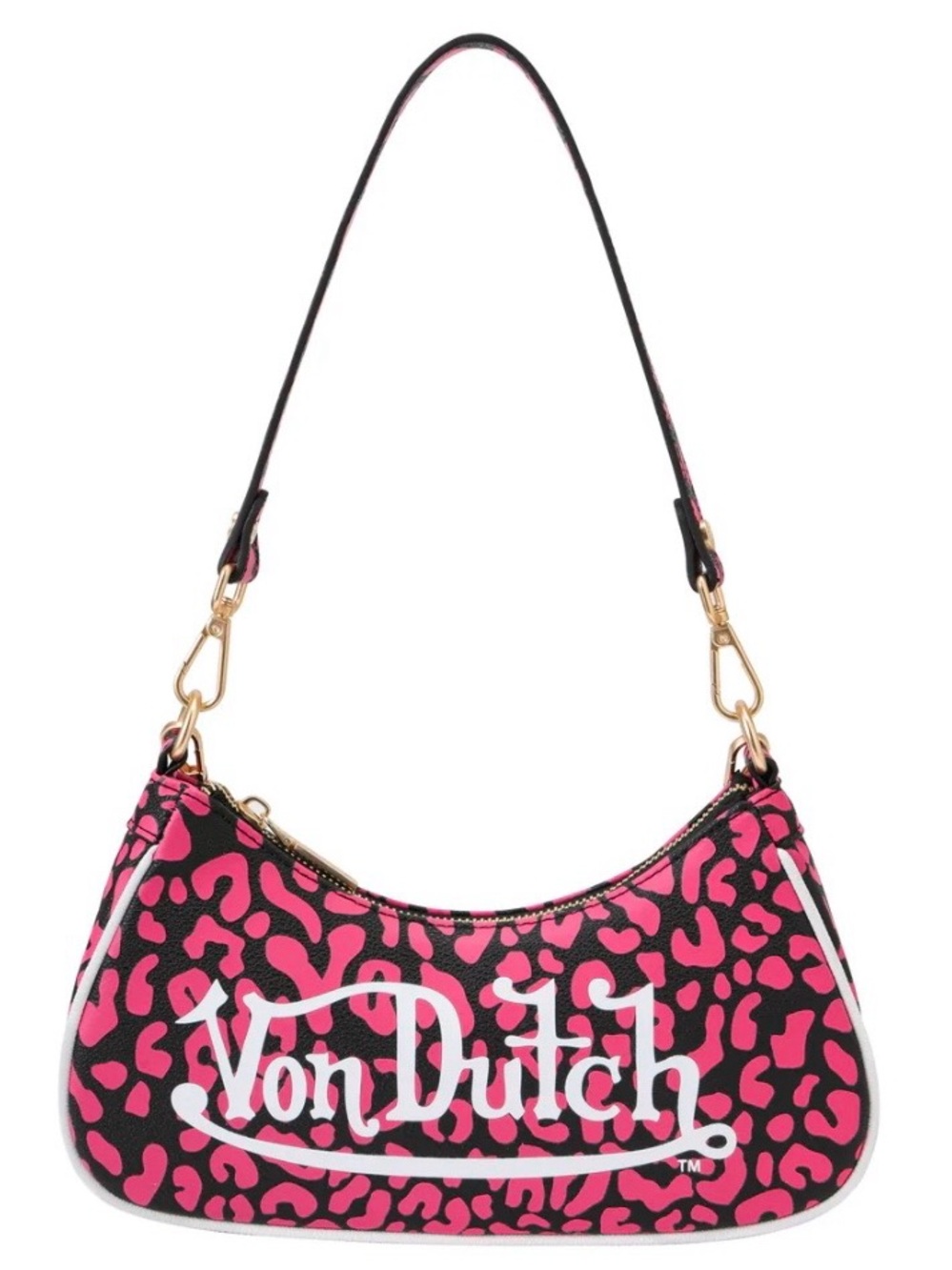 Von Dutch Hot Pink and Black Leopard Shoulder Bag